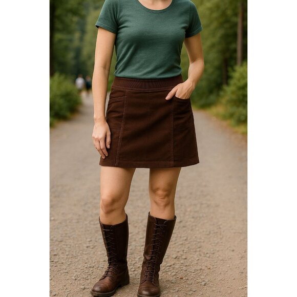 KÜHL Strova Brown Stretch Corduroy Skirt Outdoor Adventurewear Sz 10 - Picture 1 of 9